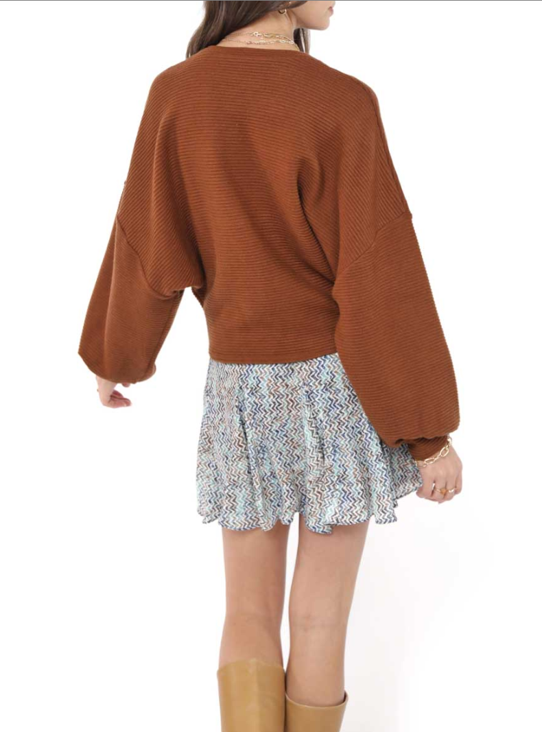 Sadie & Sage On a Stroll Dolman Sleeve Top - Brown