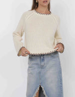 Load image into Gallery viewer, Sage the Label Reyna Contrast Stitch Sweater - Cream
