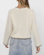 Load image into Gallery viewer, Sage the Label Reyna Contrast Stitch Sweater - Cream
