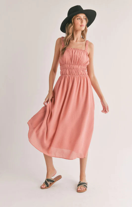 Sadie & Sage The Heat Gathered Midi Dress - Mauve