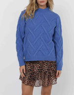 Load image into Gallery viewer, Sage the Label On Stage Mockneck Cable Sweater - Blue
