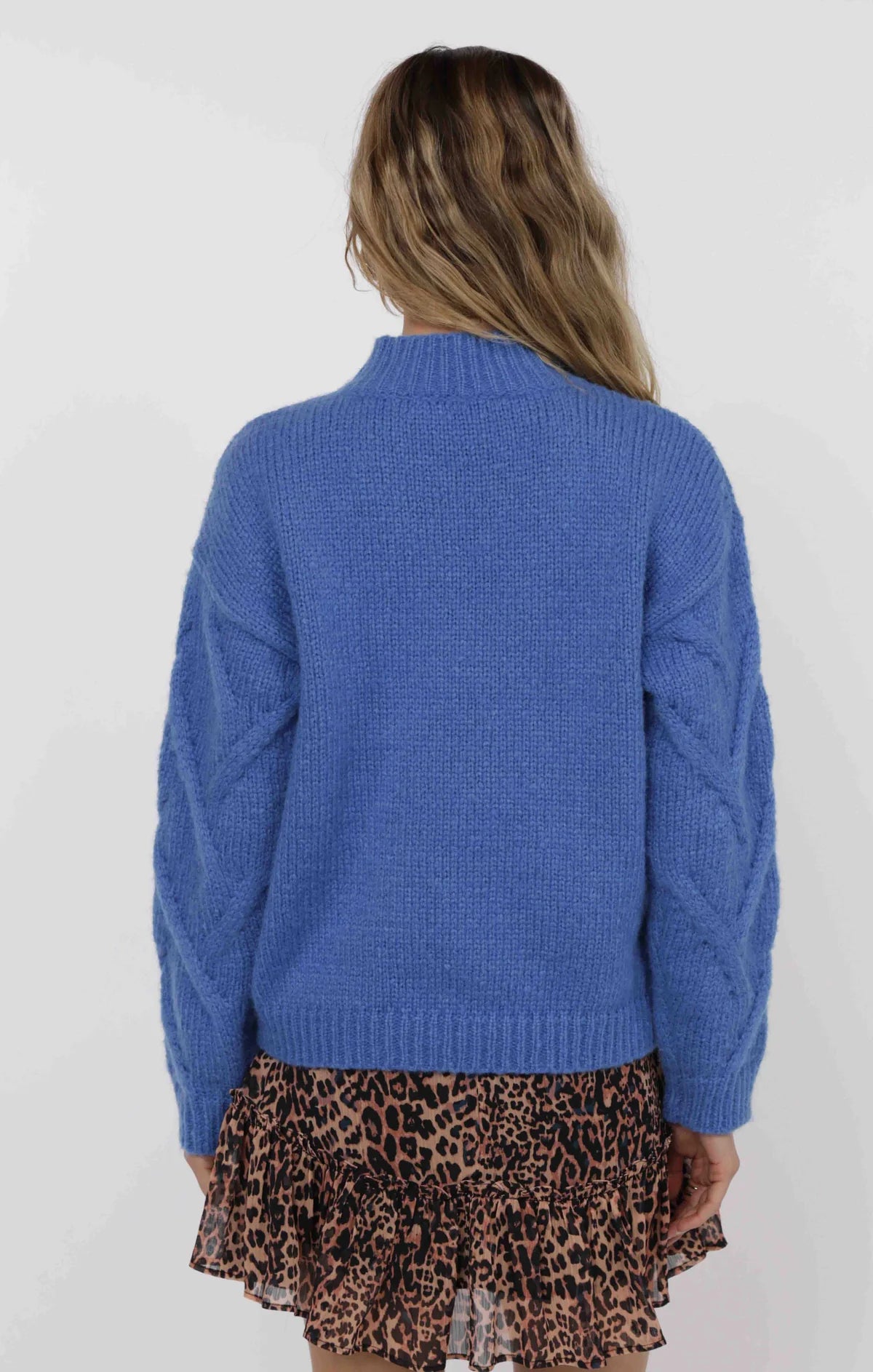 Sage the Label On Stage Mockneck Cable Sweater - Blue