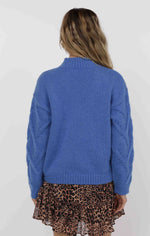 Load image into Gallery viewer, Sage the Label On Stage Mockneck Cable Sweater - Blue
