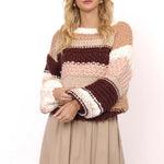 Load image into Gallery viewer, Sadie &amp; Sage Butter Pecan Chunky Sweater - Burgundy
