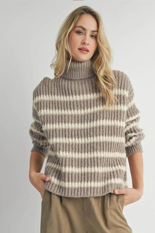 Sadie & Sage Aki Turtleneck - Moss/Ivory