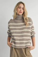 Load image into Gallery viewer, Sadie &amp; Sage Aki Turtleneck - Moss/Ivory
