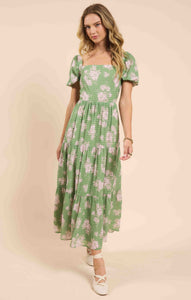 Sadie & Sage Rainy Days Tiered Maxi Dress - Green