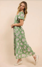 Load image into Gallery viewer, Sadie &amp; Sage Rainy Days Tiered Maxi Dress - Green
