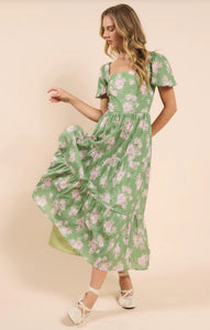 Sadie & Sage Rainy Days Tiered Maxi Dress - Green