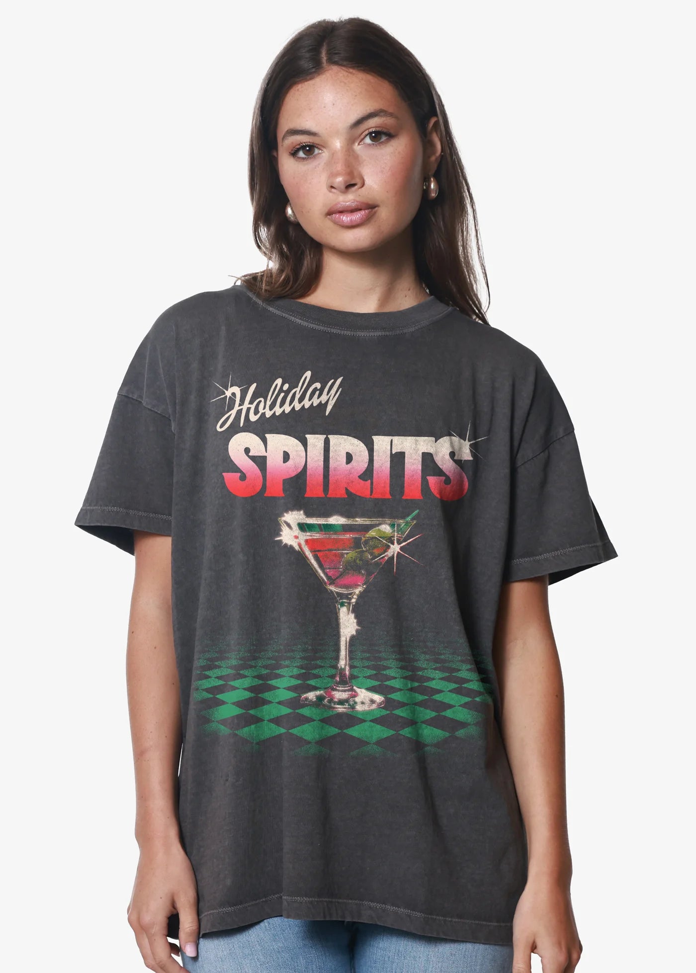 Girl Dangerous Holiday Spirits Boyfriend Tee - Vintage Black
