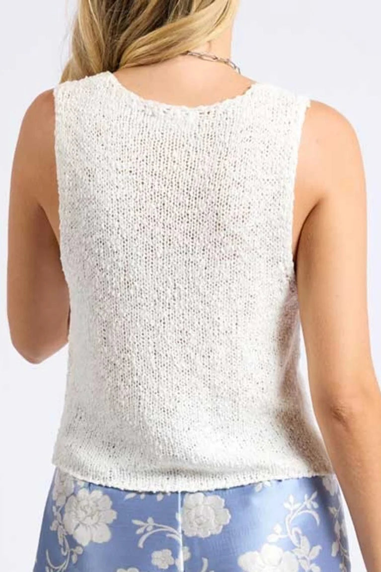 Sage the Label Travel Slow Knit Sweater Vest - White