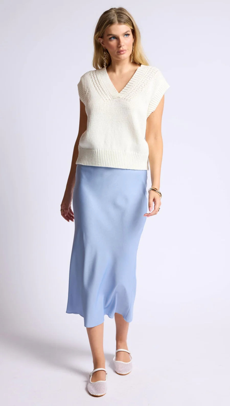 Sage the Label Jess Bias Midi Skit - Light Blue