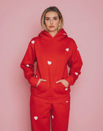 Load image into Gallery viewer, Brunette the Label All Over Heart Core Hoodie - Red
