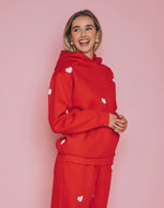 Load image into Gallery viewer, Brunette the Label All Over Heart Core Hoodie - Red
