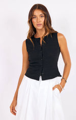 Load image into Gallery viewer, Sage the Label Purpose Button Tank - Black

