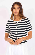 Load image into Gallery viewer, Sage the Label Daphne Striped Button Cardi Top
