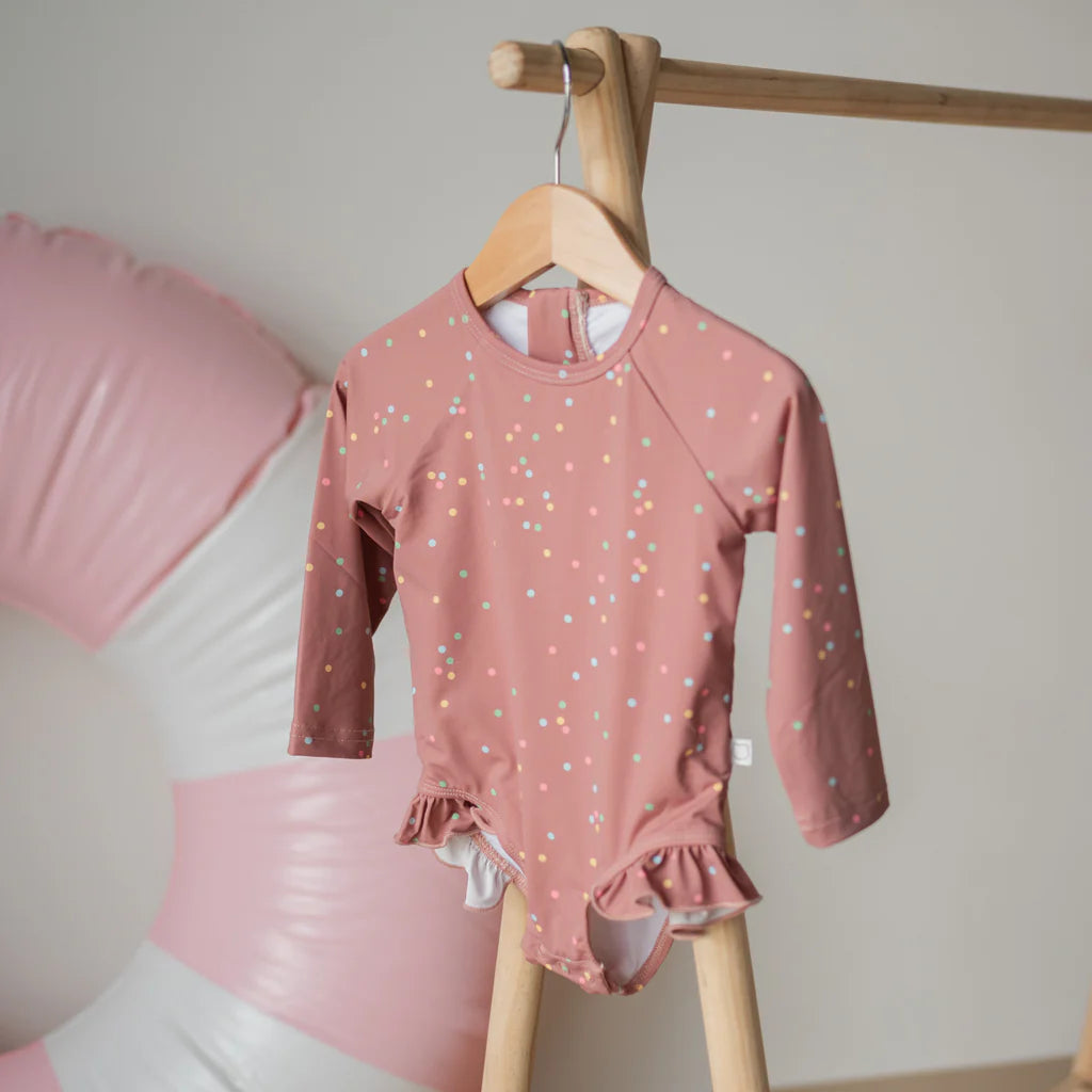 Roobear Long-Sleeve Ruffle One-Piece Sunsuit