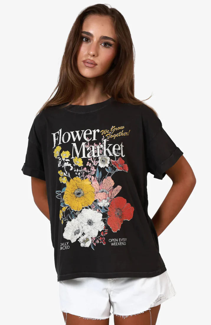 Girl Dangerous Flower Market Boyfriend Tee - Vintage Black