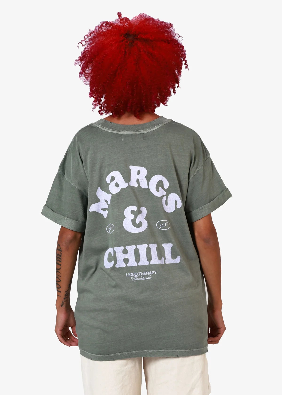 Girl Dangerous Margs & Chill Boyfriend Tee - Army Green
