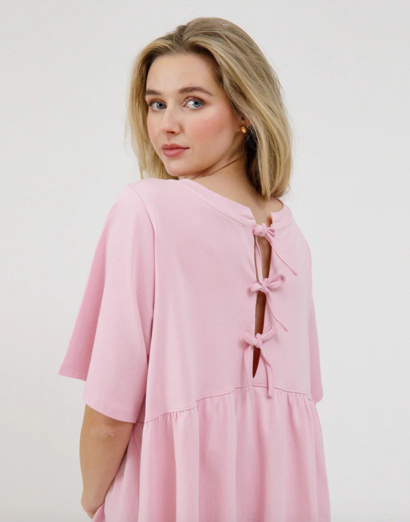 Brunette the Label Tiered Dress with Bows - Black
