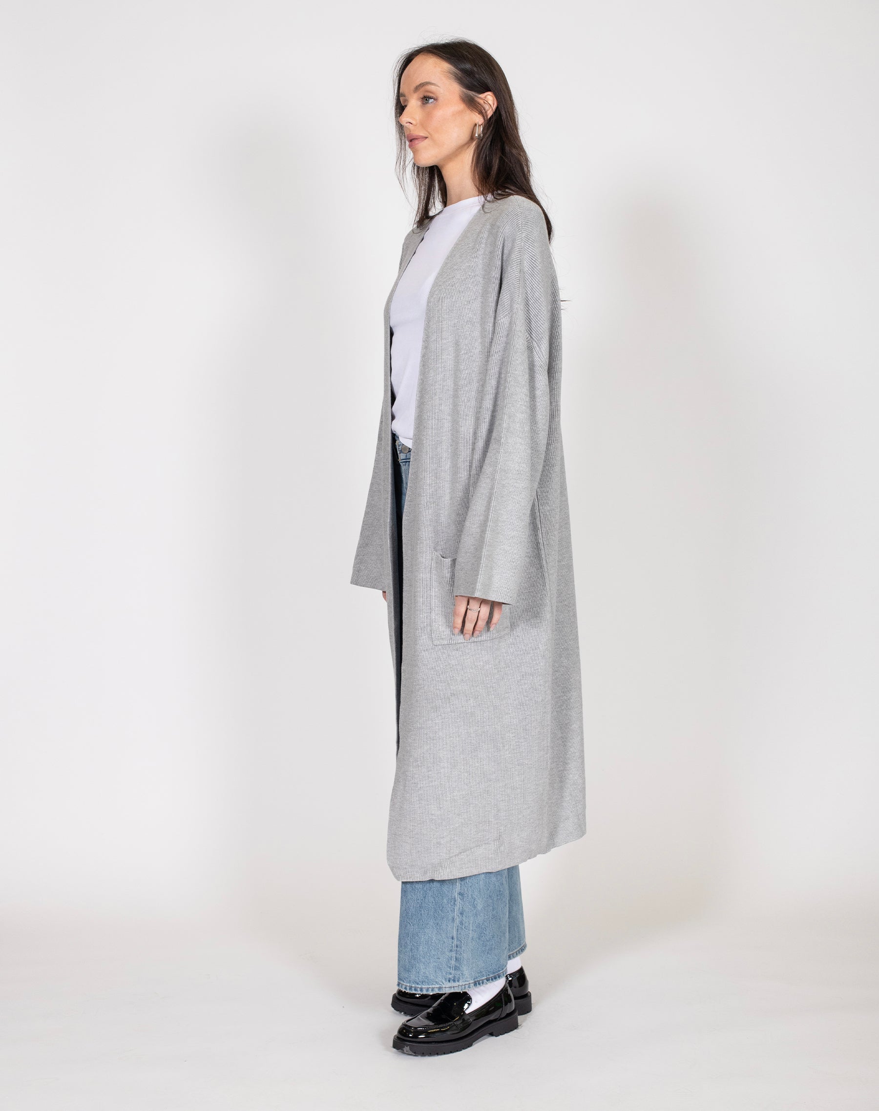 Brunette the Label Matilda Ribknit Oversized Maxi Cardigan - Grey