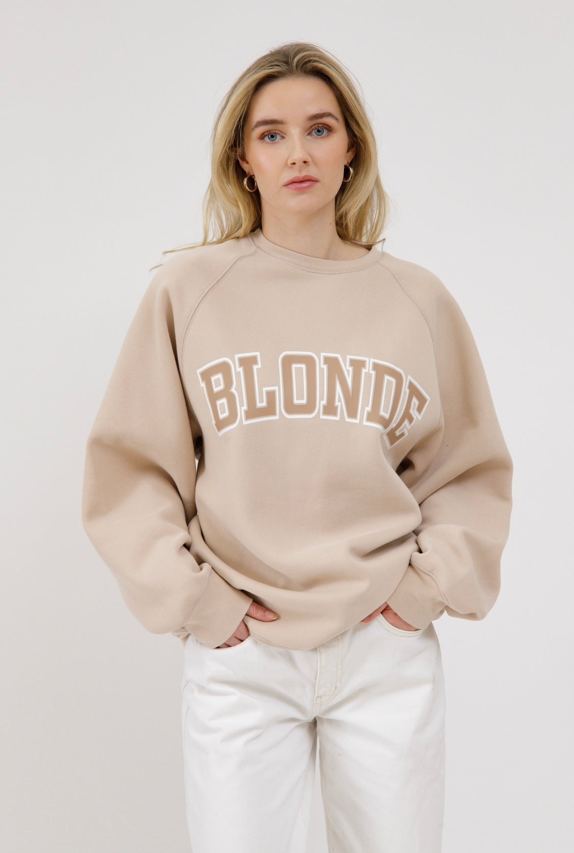 Brunette the Label Blonde NYBF Varsity Crewneck - Tan