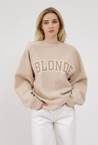 Brunette the Label Blonde NYBF Varsity Crewneck - Tan