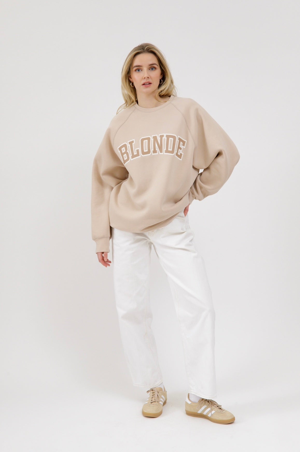 Brunette the Label Blonde NYBF Varsity Crewneck - Tan
