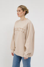 Load image into Gallery viewer, Brunette the Label Brunette NYBF Varsity Crewneck - Tan
