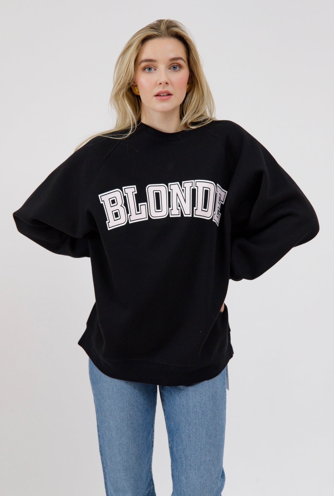 Brunette the Label Blonde NYBF Varsity Crewneck - Washed Black