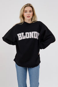 Brunette the Label Blonde NYBF Varsity Crewneck - Washed Black