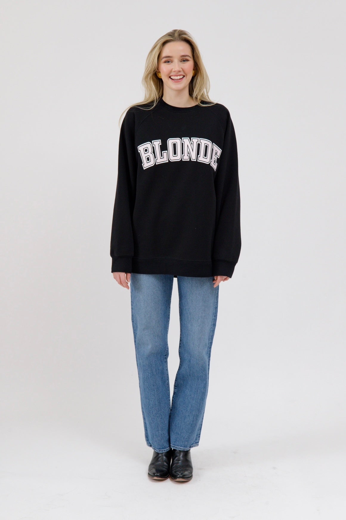 Brunette the Label Blonde NYBF Varsity Crewneck - Washed Black