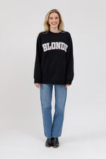 Load image into Gallery viewer, Brunette the Label Blonde NYBF Varsity Crewneck - Washed Black
