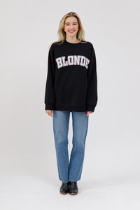 Brunette the Label Blonde NYBF Varsity Crewneck - Washed Black