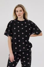 Load image into Gallery viewer, Brunette the Label All Over Flower Boxy Tee - Washed Black
