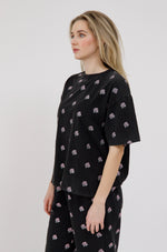 Load image into Gallery viewer, Brunette the Label All Over Flower Boxy Tee - Washed Black

