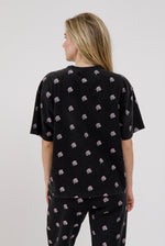 Load image into Gallery viewer, Brunette the Label All Over Flower Boxy Tee - Washed Black
