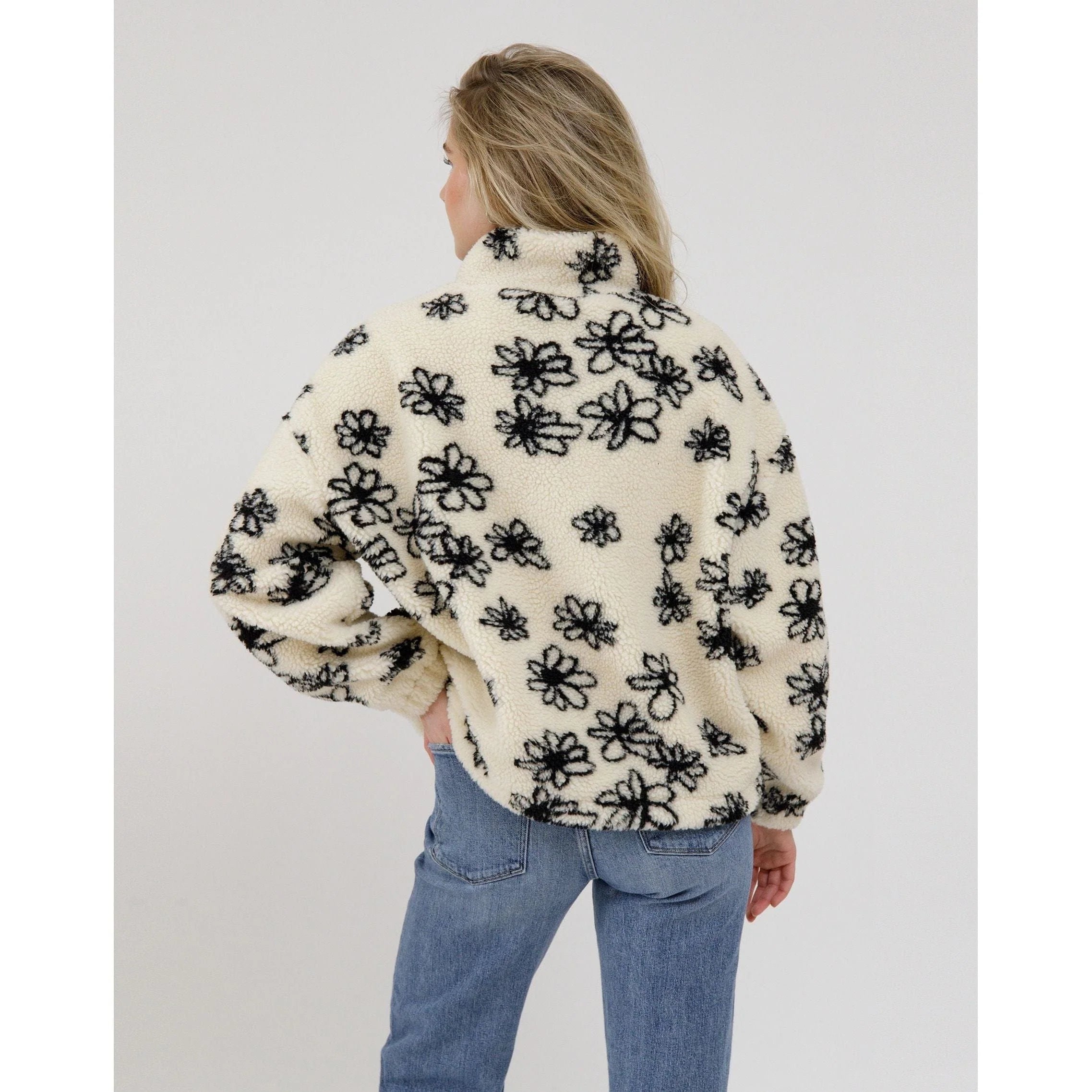 Brunette the Label 1/2 Zip Sherpa - Floral