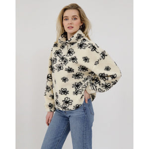Brunette the Label 1/2 Zip Sherpa - Floral