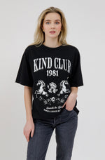 Load image into Gallery viewer, Brunette the Label Kind Club Oversized Tee - Washed Black
