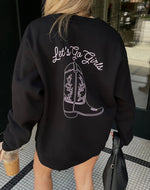 Load image into Gallery viewer, Brunette the Label Lets Go Girls Crewneck - Black
