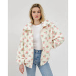Load image into Gallery viewer, Brunette the Label Floral Sherpa Jacket - Cream
