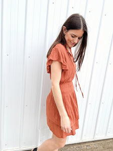 RD Style Pania Ruffle Dress - Baked Clay