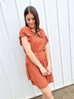 Load image into Gallery viewer, RD Style Pania Ruffle Dress - Baked Clay
