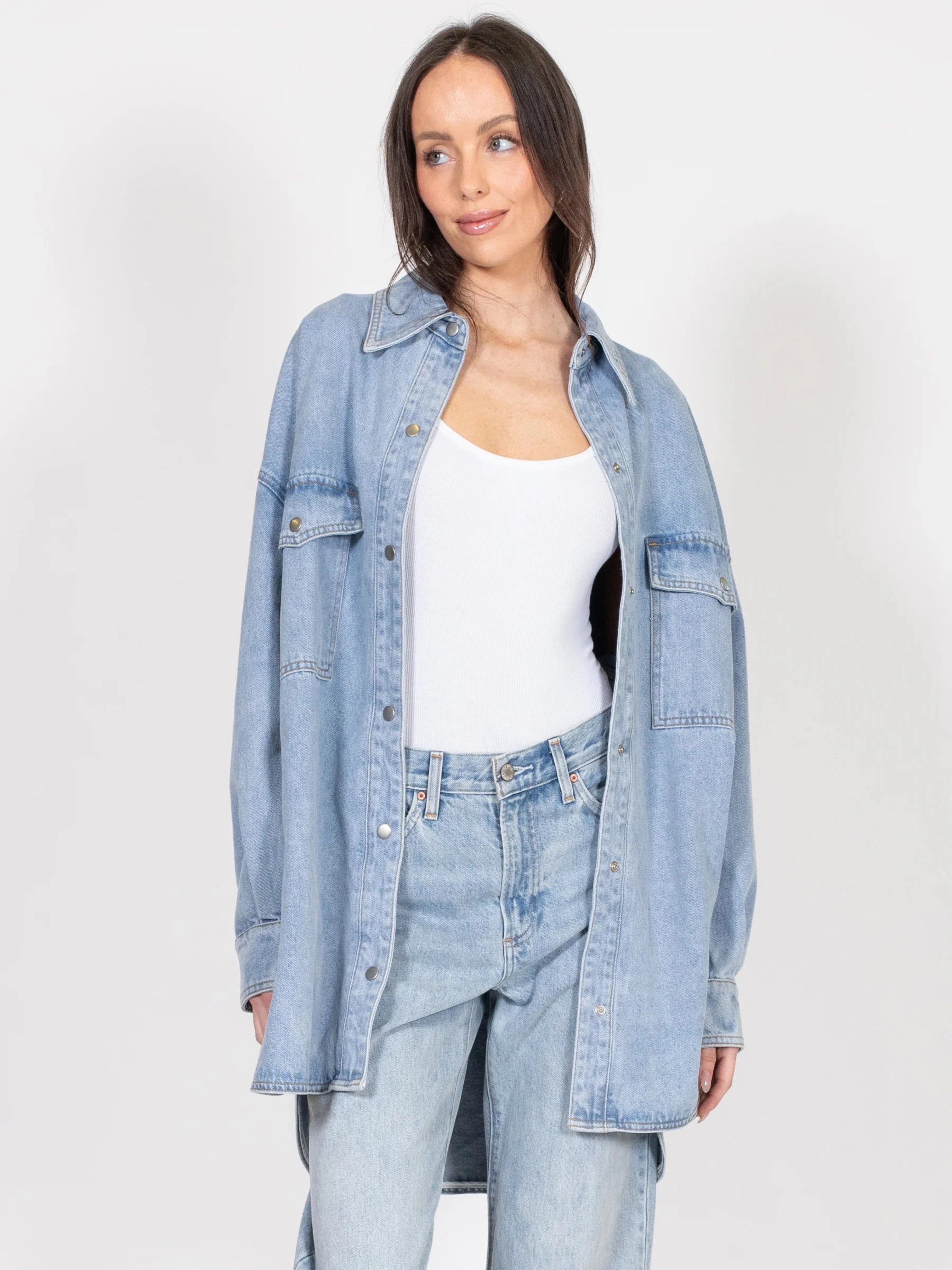 Brunette the Label Shania Denim Jacket - Light Blue Denim