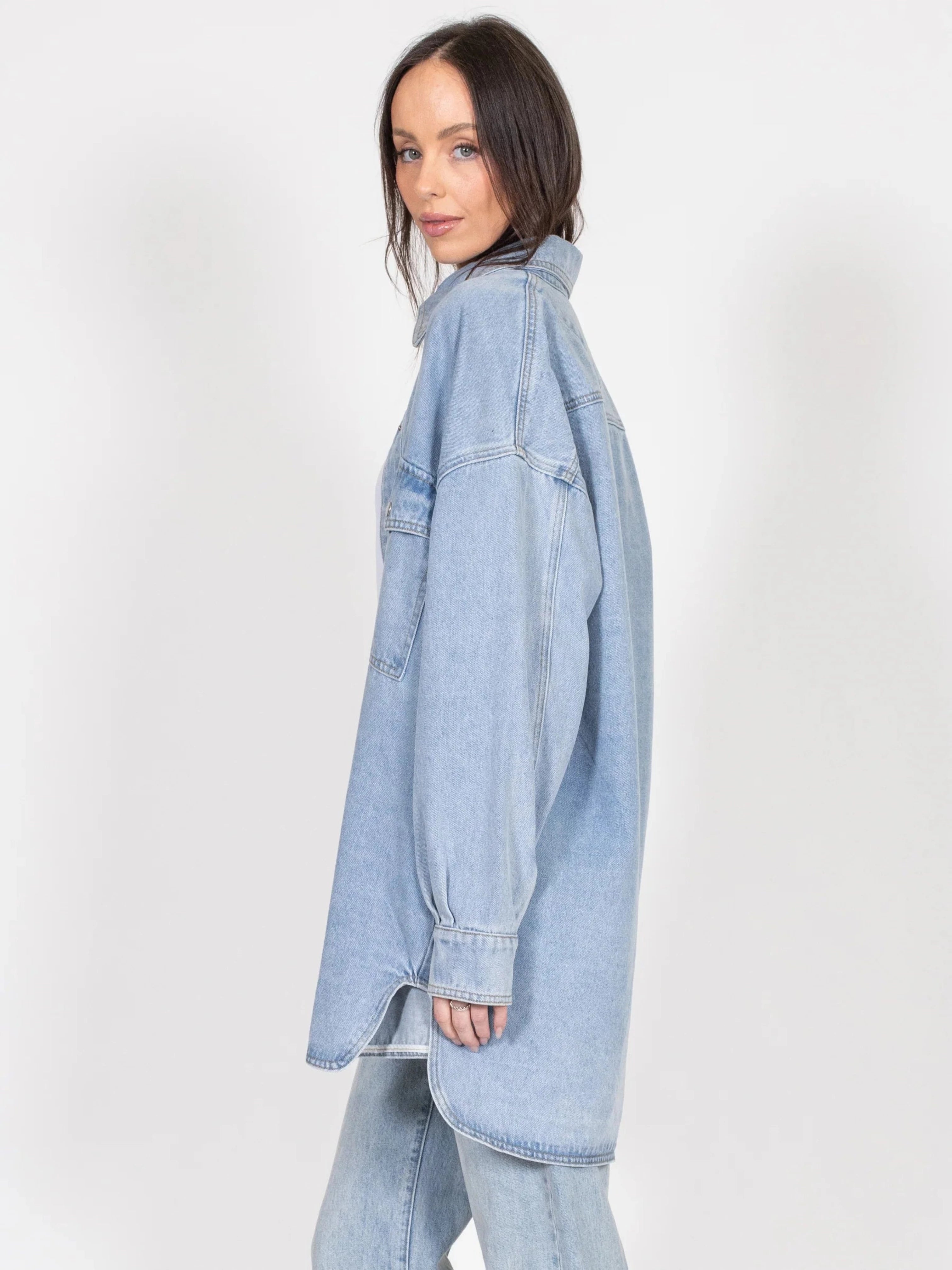 Brunette the Label Shania Denim Jacket - Light Blue Denim