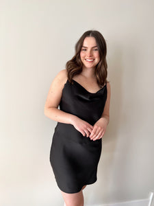 RD Style Coline Satin Cowl Dress - Black