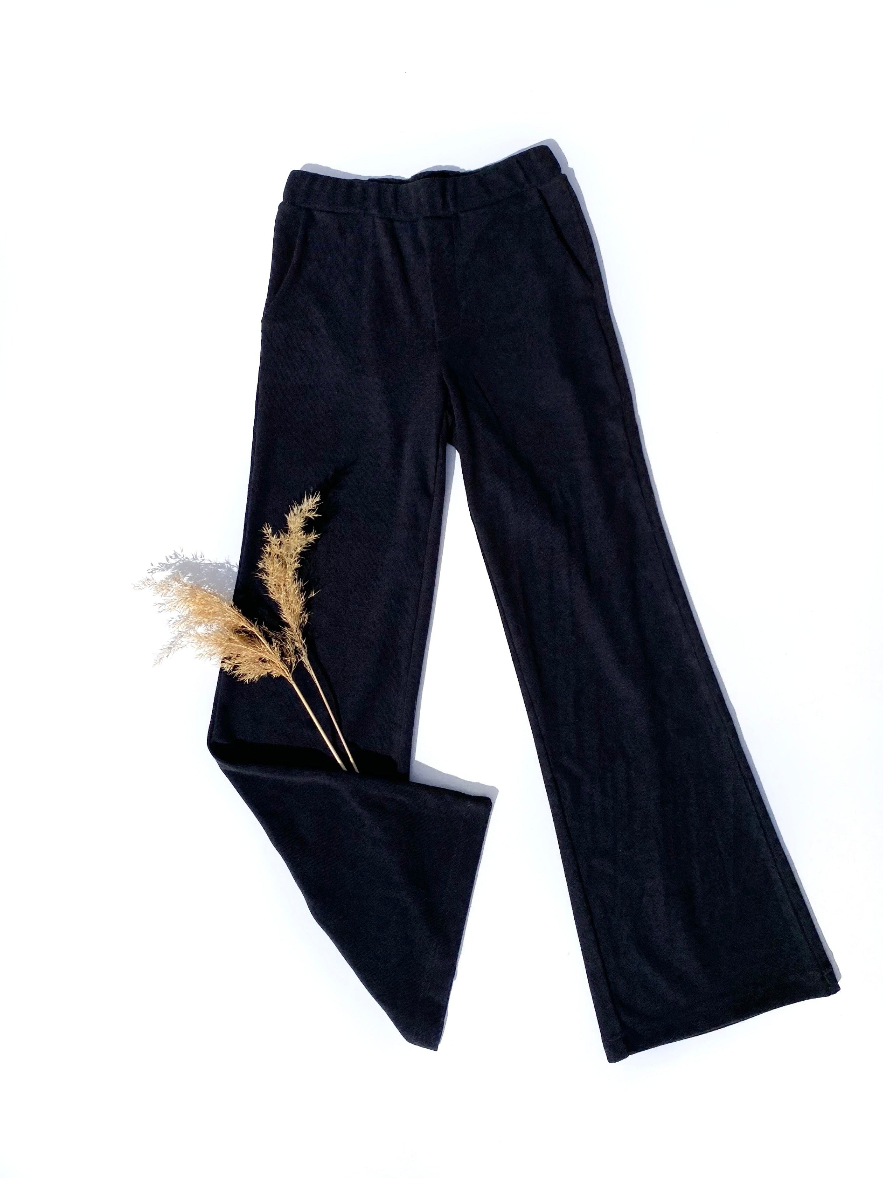 Wide Leg High Waist Gaucho Pants in Black