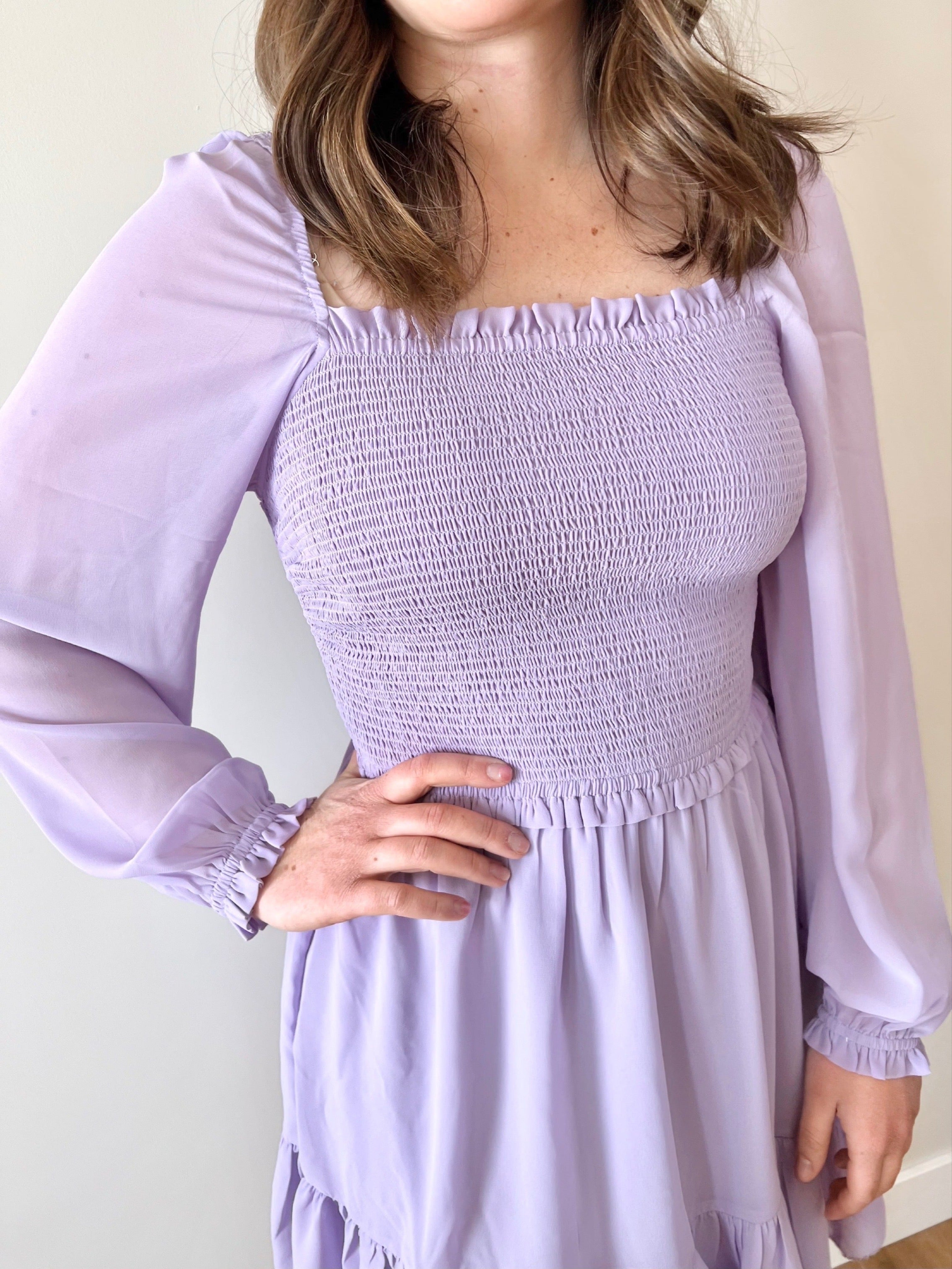 Lavender dress with shop sleeves