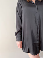 Load image into Gallery viewer, RD Style Penelope Satin Shirt Dress - Black

